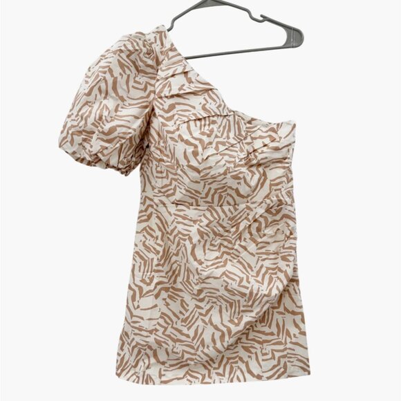 NEW A New Day One Shoulder Mini A-Line Dress - Cream - Size 8 - Picture 3 of 12